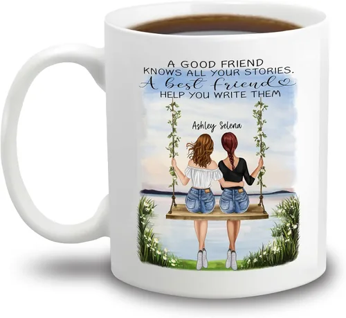 Miniatura 13 de Taza personalizada con texto en inglés "There Are Friends There Is Family And Then There Are Friends That Become Family", taza de café personalizada