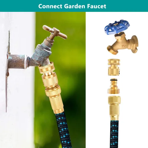 Miniatura 5 de FINEST+ Conector Rápido para Manguera de Jardín, Accesorio de Rosca de Latón Macizo de 3/4 Pulgadas sin Fugas para Manguera de Agua Hembra y Macho