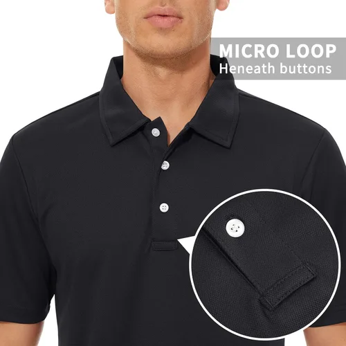 Miniatura 4 de CRYSULLY Camisa táctica de golf de manga corta para hombre, con botones, estilo militar