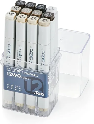 Copic Marcadores de alcohol clásicos, juego gris cálido de 12 piezas (modelo descontinuado: EAN 4511338002193)