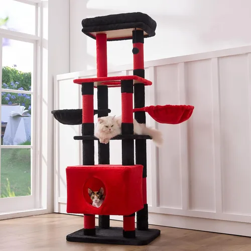 Miniatura 8 de Gardner Pet Torre de árbol de gato resistente de 65 pulgadas para gatos grandes, muebles para gatos de varios niveles con poste rascador de sisal
