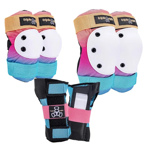 Triple Eight Saver Series - Juego de protectores de rodillas, codos y muñecas (talla S, diseño Sunset)