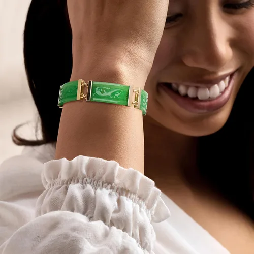 Miniatura 2 de Ross-Simons Jade Dragon Bracelet With 18kt Gold Over Sterling
