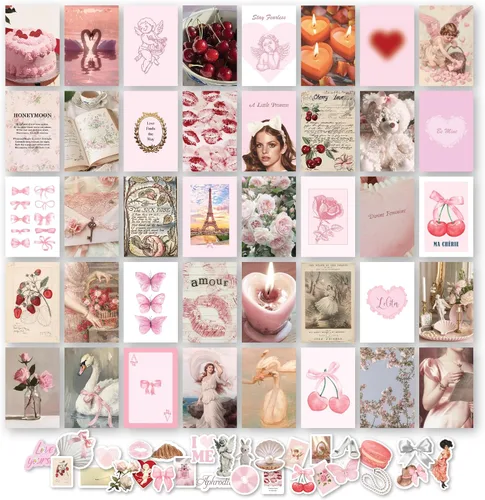 97 Decor Decoración de Habitación Estética Coqueta Rosa - Decoración de Pared Coqueta, Pósteres Coqueta Para Habitación Estética Kit de Collage Rosa