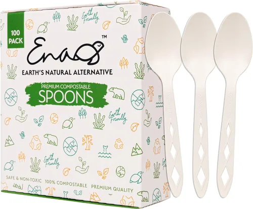 Miniatura 7 de Tenedores desechables CPLA 100% compostables [paquete de 300] tenedores desechables CPLA. Juego de cubiertos no plásticos. Cubiertos ecológicos