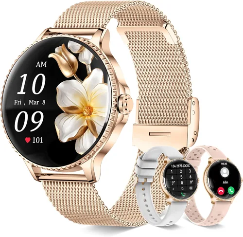 Smart Watches for Women (Answer/Make Calls),1.27" AMOLED Smartwatch with Heart Rate/Sleep Monitor,120+ Sport Modes Fitness Tracker with Bluetooth