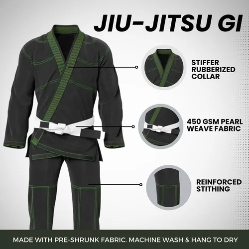 Miniatura 2 de Rightpunch Ultimate Brazilian Jiu Jitsu Gi preencogido Unisex Bjj Gi ligero 450 GSM tela de algodón