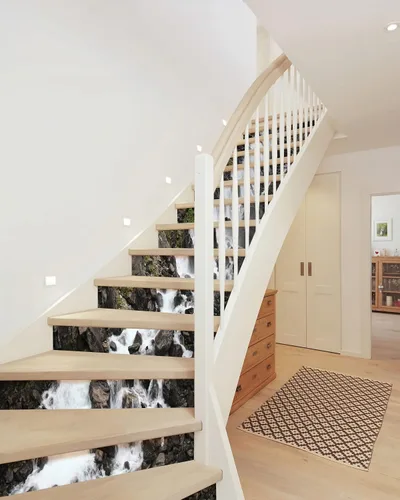 Miniatura 4 de FLFK Calcomanías para escaleras - Adhesivos para escaleras pela y pega, calcomanías de elevadores de escalera estilo cascada de roca autoadhesivas