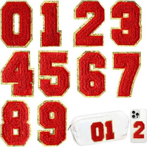 Miniatura 42 de 104 Piezas de Letras Grandes de 3 Pulgadas de Chenilla Blancas de la A-Z, Letras Termoadhesivas para Tela y Ropa, Bordado de Brillantina para 104