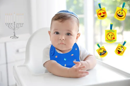 Miniatura 4 de The Dreidel Company Babero para bebé Hanukkah