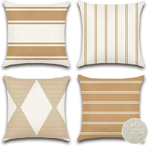 Miniatura 10 de OTOSTAR Juego de 4 fundas de almohada decorativas impermeables para exteriores, fundas decorativas geométricas de 18 x 18 pulgadas, fundas cuadradas
