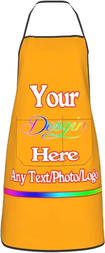 Miniatura 11 de Delantal de diseño personalizado para mujeres y hombres con bolsillos, delantal de cocina personalizado, diseño de logotipo de texto