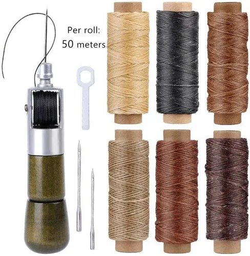 Miniatura 2 de Kit de hilo de coser de cuero con hilo encerado, herramienta manual de costura rápida (tipo 1)