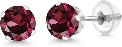 Miniatura 151 de Gem Stone King Aretes solitarios con piedra natal de oro de 14 quilates Redondos de 0.236 in Aretes de oro para mujeres y hombres
