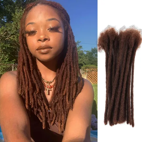 Miniatura 11 de Viovian Extensiones de rastas de 0.23 pulgadas de cabello humano de 6 pulgadas, 20 hebras ombré, extensiones de cabello humano para hombres, 1b/27