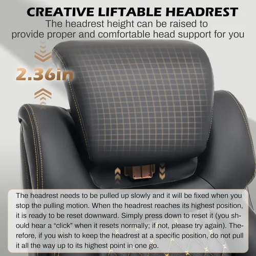 Miniatura 3 de Silla de oficina grande y alta de gran tamaño de 750 libras con reposacabezas ajustable y bolsa de aire lumbar, silla ejecutiva grande con brazos