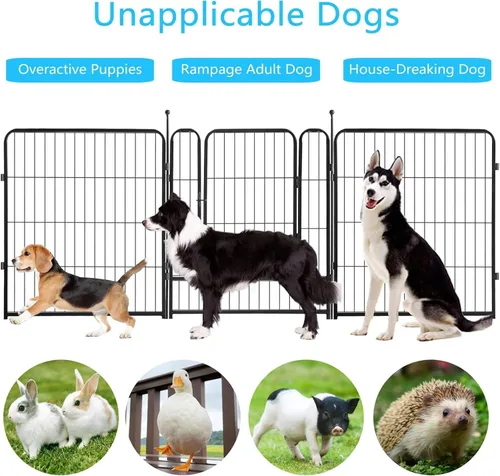 Miniatura 5 de Corralito portátil para perros, valla de ejercicio de metal resistente para mascotas, corral para interiores y exteriores, corral para mascotas