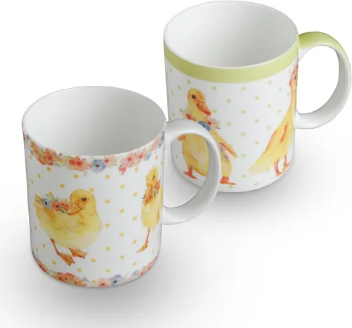 Miniatura 47 de Maison d' Hermine Taza de café con asas, tazas de porcelana fina de hueso, paquete de dos tazas de té para bebidas calientes, capuchino, latte, 015