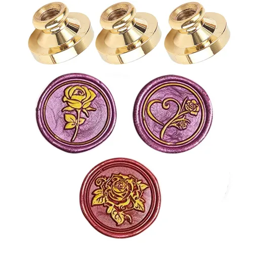 Miniatura 8 de 3 piezas de sello de cera de rosa de repuesto de cabeza retro antigua de cera de sellado de álbumes de recortes cabeza para invitaciones de fiesta