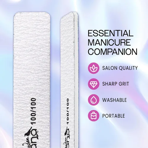 Miniatura 2 de PANA Lima de uñas Emery Jumbo de doble cara para manicura, pedicura, uñas naturales y acrílicas, cebra (grano 100/100), paquete de 50