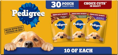 Miniatura 13 de Pedigree Choice Cuts in Gravy - Alimento húmedo para perros adultos, paquete variado de 30 unidades con sabor a carne, bolsas de 3.5 onzas