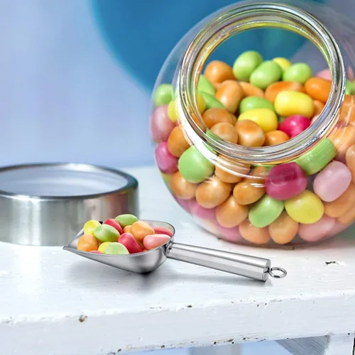 Miniatura 5 de E-far Mini cuchara, 3 onzas de acero inoxidable para cocina, ideal para caramelos, cubitos de hielo, harina, azúcar, grano de café, proteína
