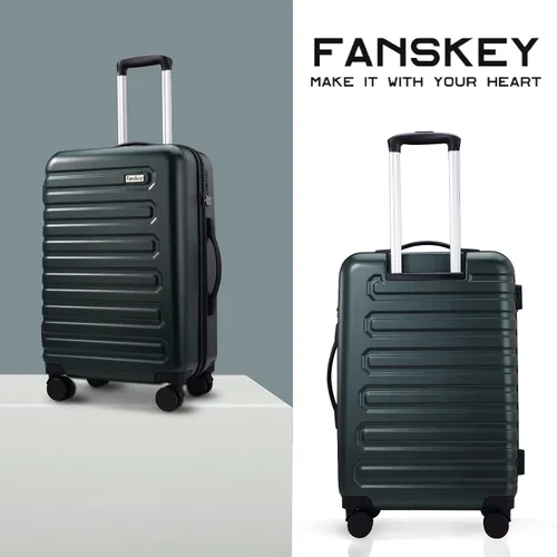 Miniatura 2 de Fanskey Equipaje, Maleta de 3 piezas con ruedas giratorias, Hardshell, Ligero, TSA Lock, Verde oscuro, Fanskey