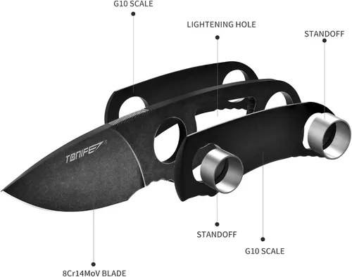 Miniatura 6 de TONIFE Cuchillo de hoja fija de 4.8 cm, cuchillo mini para el cuello con funda Kydex y cordón, cuchillo fijo portátil EDC para supervivencia al aire