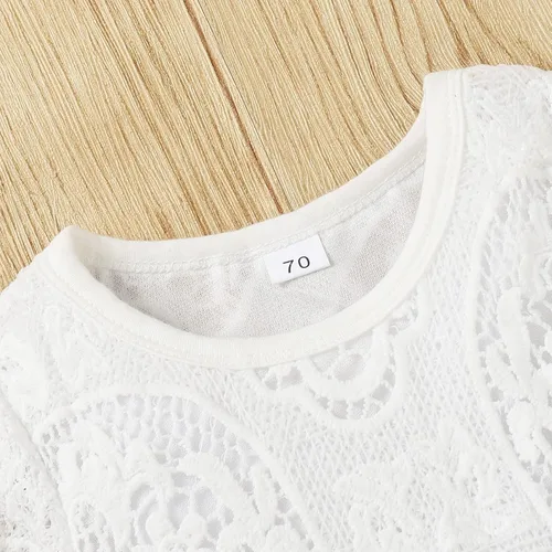 Miniatura 3 de Tikoubabe Ropa de bebé para niña y niño con encaje blanco y manga larga + pantalones vaqueros