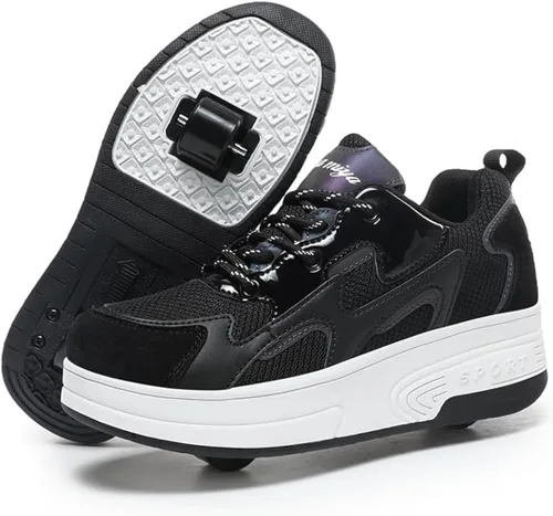 Miniatura 8 de Wooowyet - Zapatos con ruedas recargables para patinar para niños, unisex, con luces LED, moda