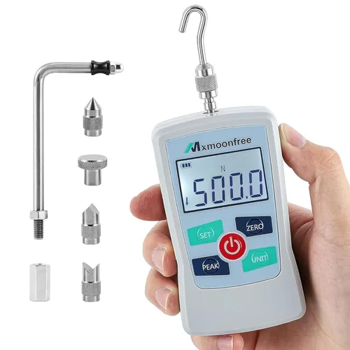 500N dinamómetro digital, medidor de fuerza de tire y empuje, medidor de fuerza portátil con unidades N/LB/Kg/Oz, estuche de almacenamiento, LCD