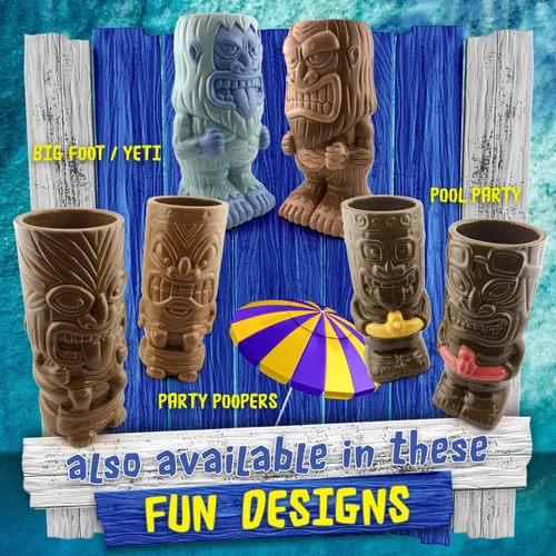 Miniatura 7 de Tiki - Juego de 2 tazas de cerámica coleccionables de cómicas, tazas de café tropicales para la cocina del hogar, cada taza tiene capacidad para 20