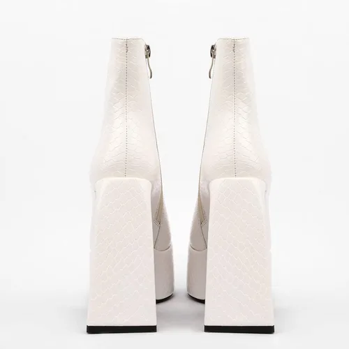Miniatura 5 de VOMIRA Botas de plataforma para mujer punta cuadrada tacón alto con cremallera lateral punk cosplay vestido corto
