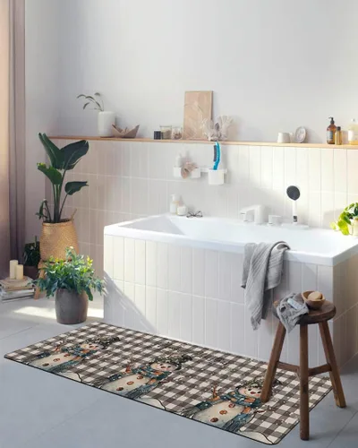 Miniatura 4 de Tapete de baño con diseño de muñeco de nieve de búfalo para bañera, antideslizante, de secado rápido y absorbente, de tierra de diatomeas