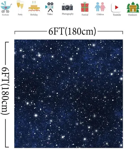 Miniatura 5 de Sensfun Fondo de fotografía de cielo estrellado nocturno de 6 x 6 pies, universo azul, galaxia, estrellas, boda, estudio fotográfico, cabina