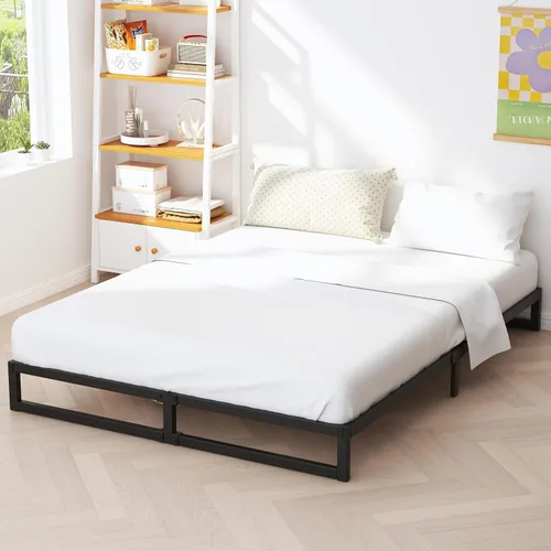 Miniatura 13 de Richwanone Base de cama individual de 5 pulgadas, base de colchón de plataforma metálica con soporte de listones de acero, no necesita somier, fácil