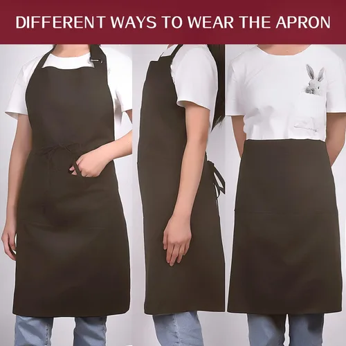 Miniatura 5 de WOPOKY Delantal impermeable de mezcla de algodón con 2 bolsillos para mujeres y hombres, cocina cocinera, cocinera, cocina, cocina, cocina, cocina