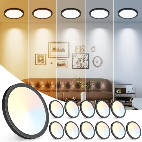 Miniatura 22 de Peasur - Lámpara de techo led de 18 cm, montaje empotrado ajustable, 3000 K/3500 K/4000 K/5000 K/6500 K, 1500 LM, 15 W, lámpara redonda blanca Blanco