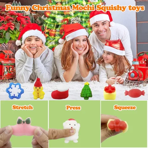 Miniatura 4 de 40 piezas de juguetes esponjosos de Navidad Mochi Squishy, juguetes esponjosos de Navidad para niños, niñas, niños y adultos, juguetes para aliviar