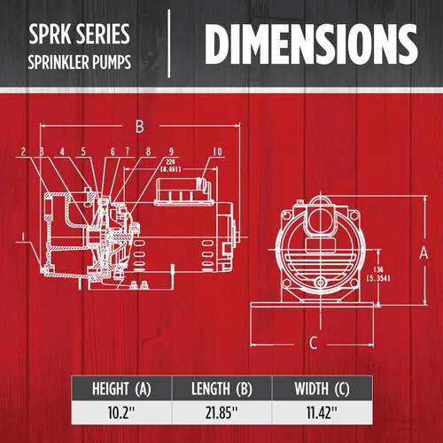 Miniatura 2 de Red Lion RL-SPRK-200-BR, 230 voltios, 2 HP, 77 GPH, bomba de aspersión/riego con impulsor de latón, roja, 97102002