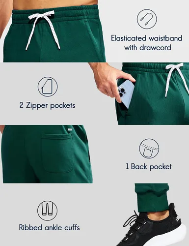 Miniatura 2 de MIER Men's Cotton Joggers Athletic Sweatpants for Gym Workout Active Lounge Jersey Track Pants with Pockets, Elastic Waist