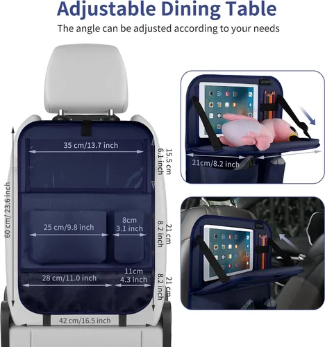 Miniatura 6 de LUCMO Organizador de asiento trasero de coche con soporte para tableta - 2 piezas, organizador de almacenamiento de coche con 6 bolsillos