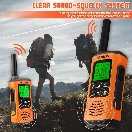 Miniatura 6 de Retevis RT45P Walkie Talkies impermeables IP67, radio recargable de dos vías para adultos, 22CH SOS NOAA, con batería de 1000 mAh y cargador USB-C