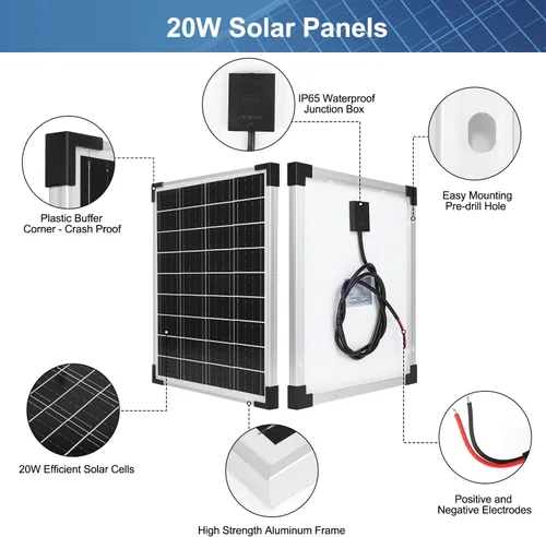 Miniatura 4 de Kit de paneles solares monocristalinos de batería solar de 12 V 10 A, controlador de carga con cable de extensión y clips, terminal de junta tórica
