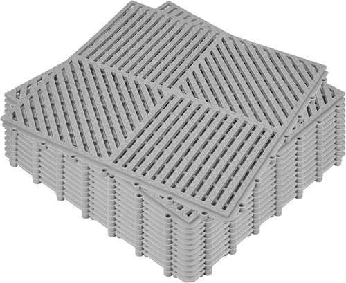 Miniatura 17 de ToLanbbt Cojín modular entrelazado 8P de 11.8 x 11.8 pulgadas, agujeros de drenaje de goma entrelazados antideslizantes para cubierta, ducha