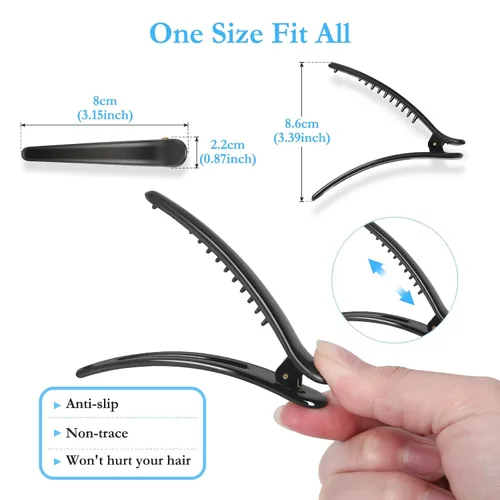 Miniatura 3 de Sublaga - 12 pinzas para el cabello para peinar, antideslizantes, coloridas, de plástico, con diseño de cocodrilo, para mujeres, bebés, niños
