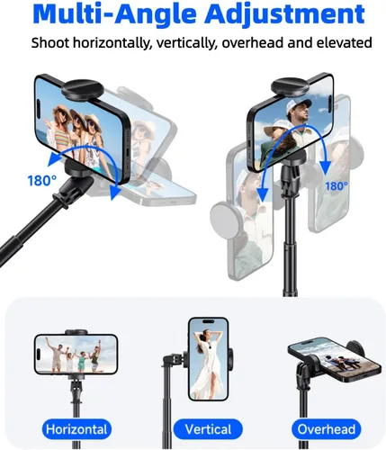 Miniatura 4 de Palo selfie magnético automático de 70 pulgadas, soporte de trípode de apertura automática con control remoto, compatible con Android 5.0 e iOS 5.1