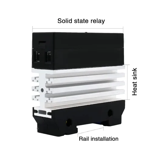 Miniatura 7 de Relé de estado sólido de riel DIN con disipador de calor - CC a CA (entrada de 3-32 V CC, salida de CA 24-480 V), SSR de 40 A