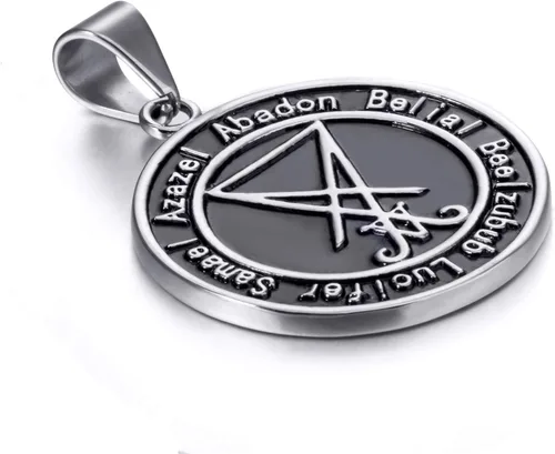 Miniatura 5 de ELFASIO Collar de cabra Baphomet con pentagrama invertido para hombre sigil de Lucifer Satanás símbolo satánico Samael Lilith cadena colgante
