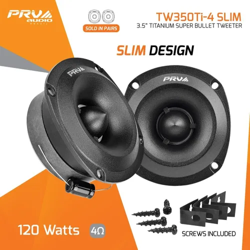 Miniatura 2 de PRV AUDIO Super Tweeters para audio de coche, 3.5 pulgadas, par de tweeter de bala de 240 vatios, tweeter PRV TW350Ti-4 Slim Titanium Bullet PRO
